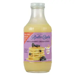 Huckleberry Cream Syrup for Pancakes and Waffles, Less Sugar, No Corn Syrup, Gluten Free, Made without Artificial Flavors Beverage Sweet Fruit Dairy