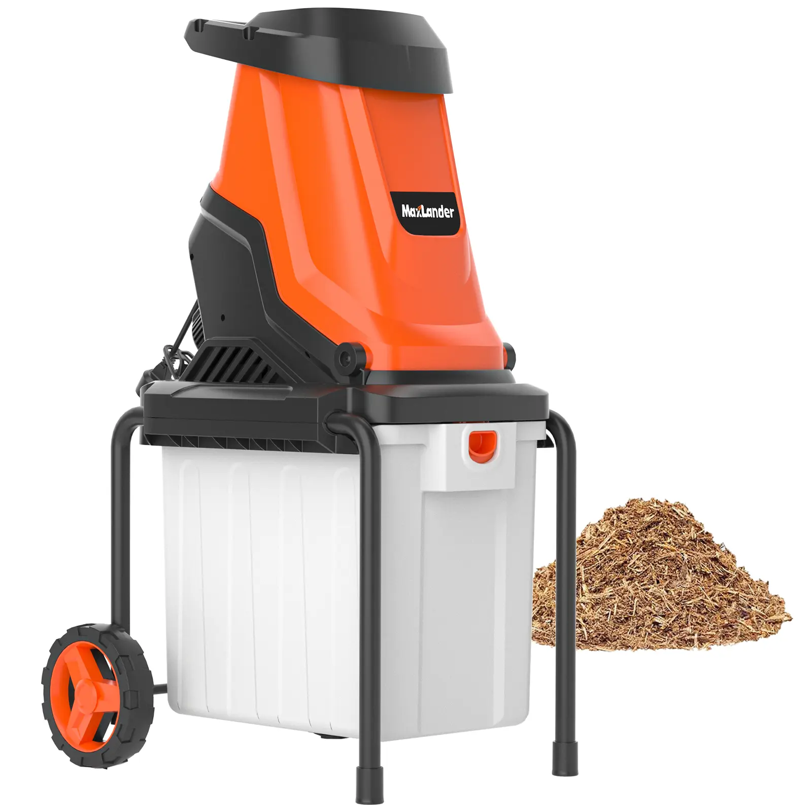 MAXLANDER 15-Amp Electric Wood Chipper, Shredder Mulcher with 50L Collecting Bin, 1.8-Inch Cutting Diameter for Mulching, Composting and Yard Cleanup 15:1 Reduction Multifunction Wood Chainsaw Gasoline Chain Saw, Woodchipper, Portable