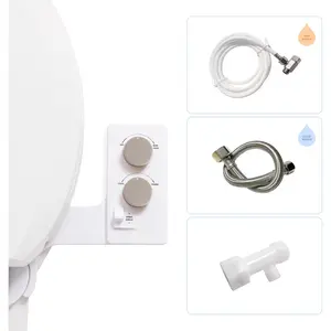 Warm Water Bidet Attachment for Toilet. Universal Fit, Easy Install (Requires Sink Access for Optional Temperature Control) Self Cleaning, Adjustable , Angle Control,  Knob