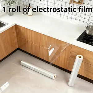 1 Roll Static Cling Wall Protector Film, Peel-and-Stick Transparent Anti-Dirt & Anti-Scratch Sticker, Easy-to-Clean Shield for Living Room & Kitchen Walls