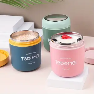 Leak-Proof Portable Salad Shaker Cup with Spoon Lid, Stainless Steel Soup Mug, Ideal for Work, Breakfast, Lunch, Snacks, Insulated Food Jar