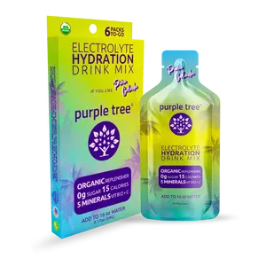 Purple Tree - Organic Electrolyte Hydration Packets, Pina Colada, Zero Sugar, Sea Salts, Daily IV Hydrate Packs for Rapid Rehydration Relief, 6 sticks