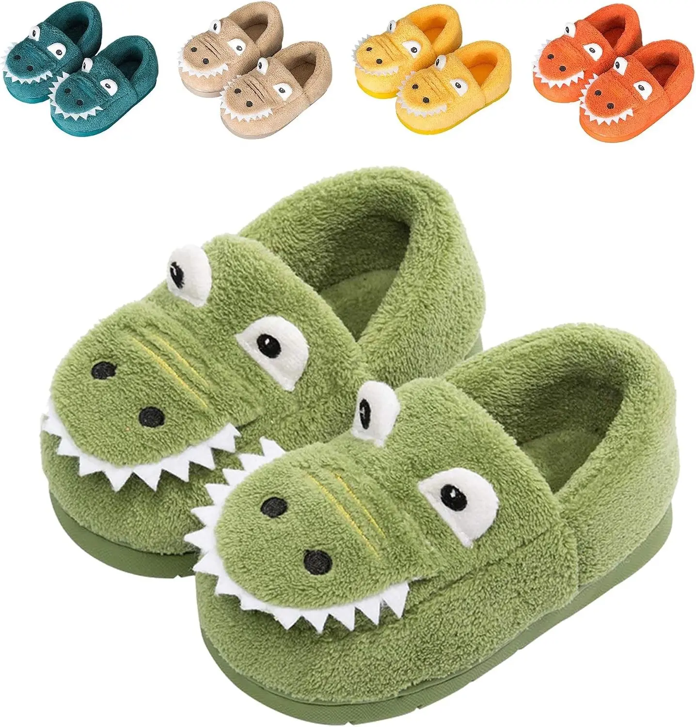 JACKSHIBO Toddler Slippers Boys Girls Little Kids Dinosaur House Shoes Cute Bunny Slipper for Home Indoor Winter Bedroom Non Slip Soft Plush Rabbit Warm Shoes