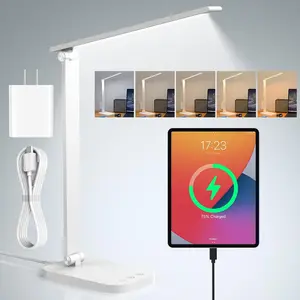 Bright Led Desk Lamp for College Dorm - Foldable Study Desk Light for Home Office, Modern Dorm Study Desk Lamps, 5 Light Mode Dimmable Brightness Eye-Caring Craft Task Lamp Desktop Lamp for Reading