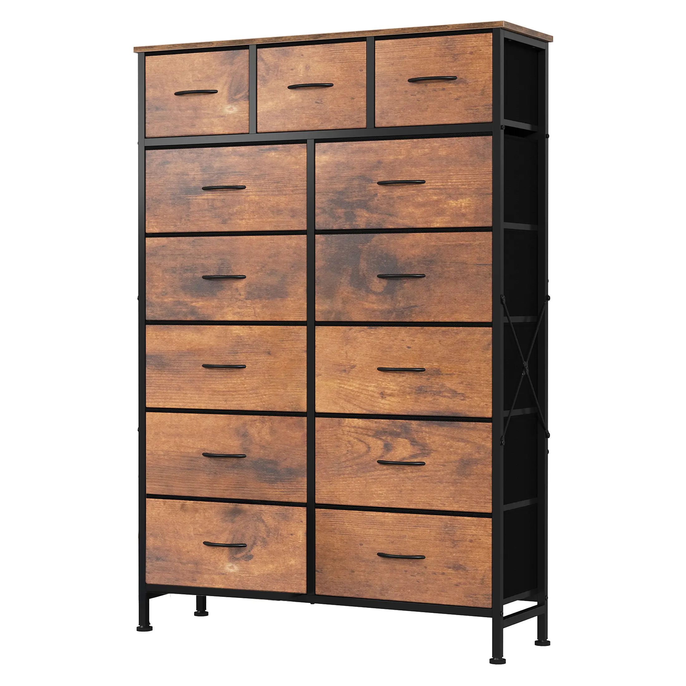 13-Drawer Fabric Storage Dresser Chest - Modern Home Furniture with Sturdy Steel Frame, Wood Top Cabinets, Wooden Top for Bedroom, Living Room, Multiple Storage Drawers, Practical Dresser