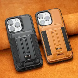 Magnetic Phone Case with Card Holder & Stand, PU Leather Phone Protective Cover, Phone Accessories Compatible with iPhone 13 14 15 Pro Max Plus