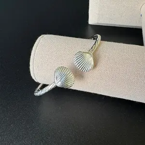 Elegant Sea Shell Scallop .925 Sterling Silver West Indian Bangle, 1 piece