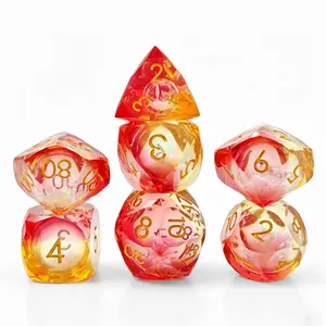 New multi-faceted resin dice set DND two-color liquid sand board game dice COC RPG game dice D20