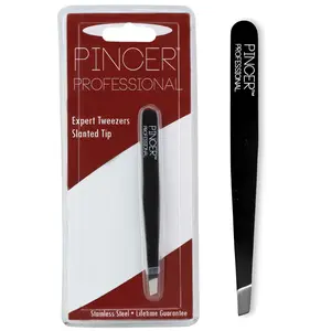 Professional Precision Tweezers (2-Pack) for Ingrown Hair, Eye Brow & Lash Removal, Splinter Remover, Men & Women, Plucking Eyebrow, Facial, & Body Hairs | Sharp Slanted Tip | Stainless Steel