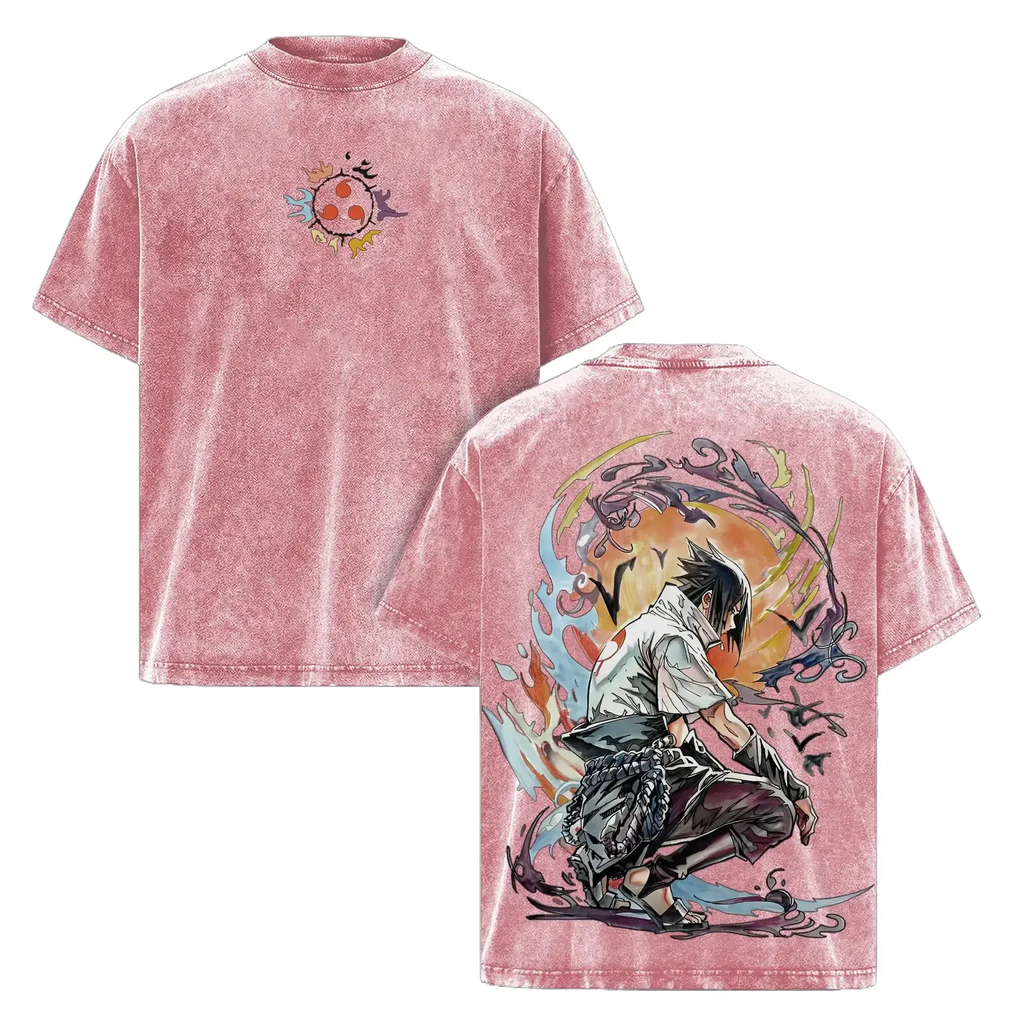 Sasuke Uchiha Graphic Tshirt, Soft Oversized Streetwear in a Vintage Wash, Heavyweight Menswear with a Ribbed Neckline, Apparel, Seamless, Tops, Shortsleeve, Stylish, Round Neck, Casual, Affordable Fashion, Otaku Style, Anime Style, T-Shirt