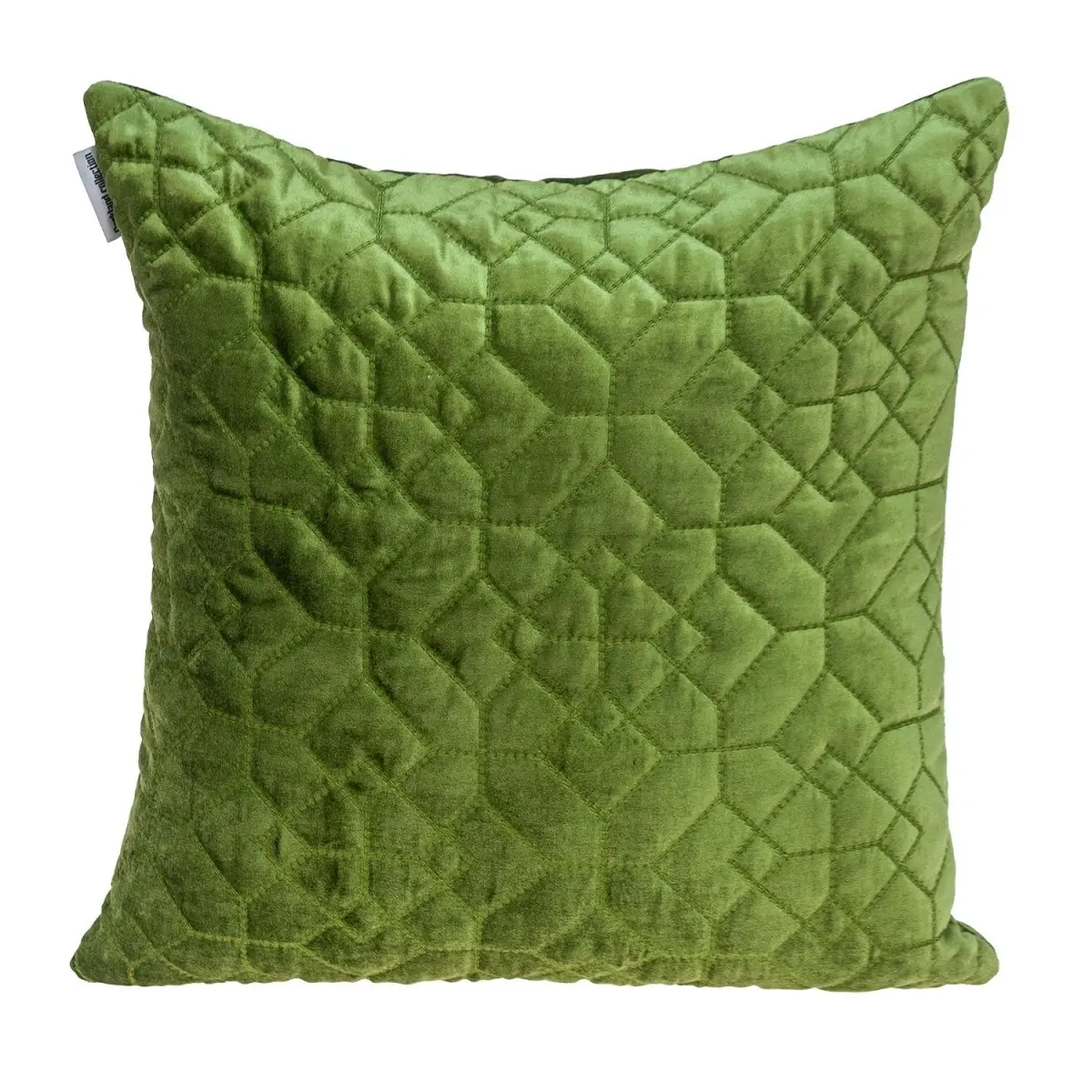 HomeRoots 402818 Transitional Olive Geometric Quilted Velvet Blend Square Shape Decorative Throw Pillow - Durable Cotton Cover with Hidden Zipper, Soft Indoor Household Textile Accessory for Couches, Couch Cushions
