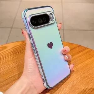 Iridescent silk pattern case suitable for Pixel 9 Pro XL, holographic heart Google 8 Pro/9A matte anti-drop 7A protective soft case for Pixel 8, fingerprint-resistant, premium feel
