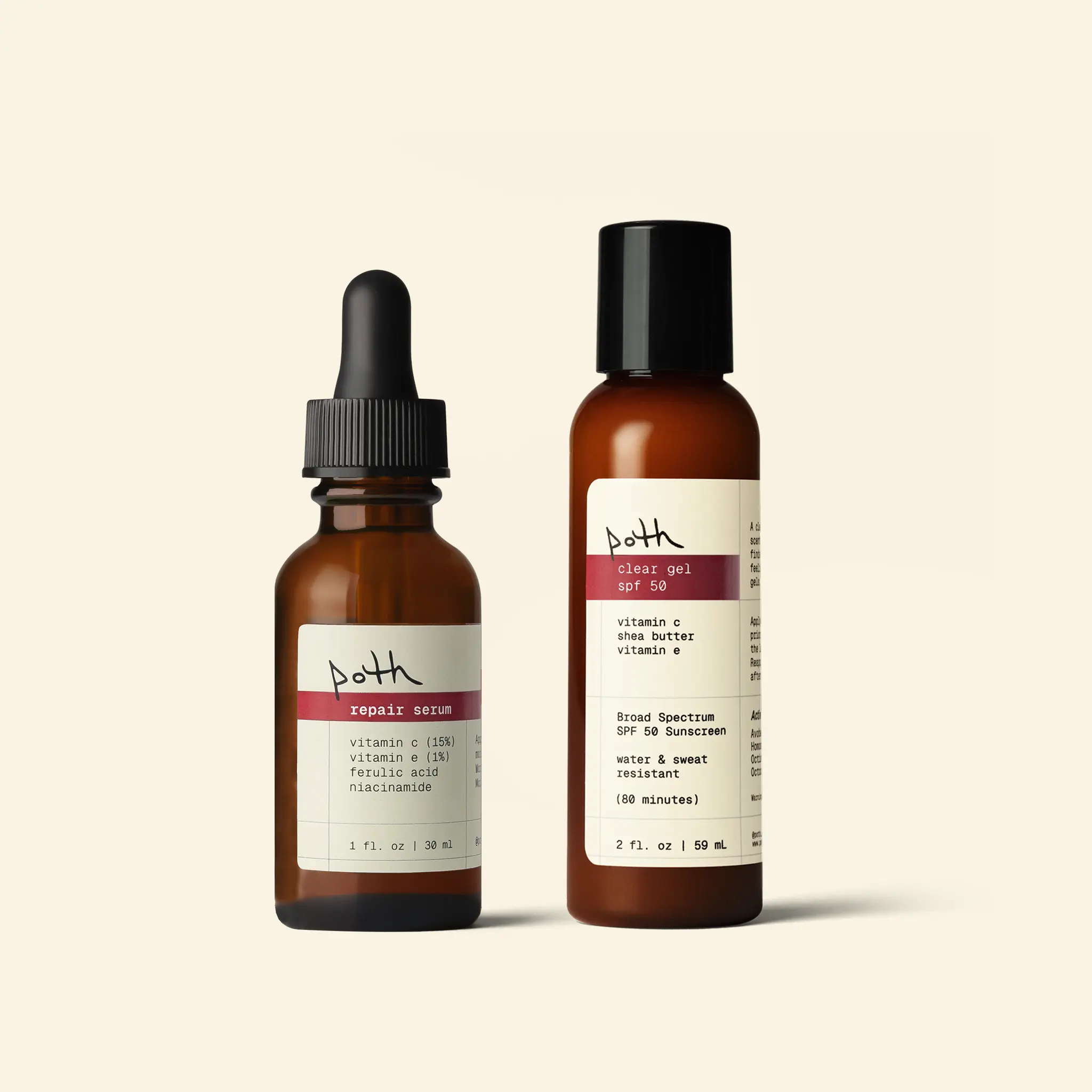 the sun damage protection set: repair serum + clear gel SPF 50