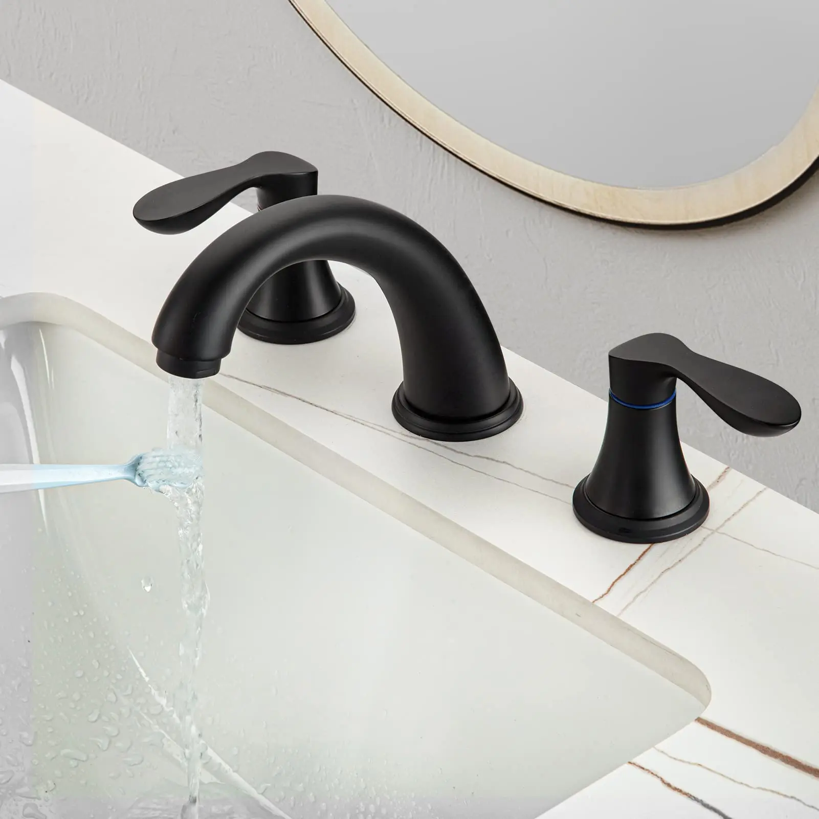 【GARVEE】Bathroom Sink Faucet, Faucet for Bathroom Sink, Widespread ORB Bathroom Faucet 3 Hole with Stainless Steel Pop Up Drain and cUPC Lead-Free Hose-(Oil Rubbed Bronze)