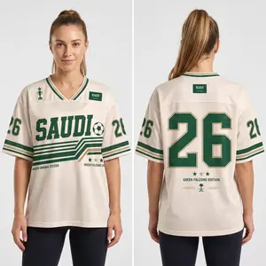 Saudi Arabia Football Jersey, 2026 Global Soccer Event  Premium Home Kit with Green Falcons Design, Saudi Crest & Green Stripes, Perfect Gift for Soccer Fans