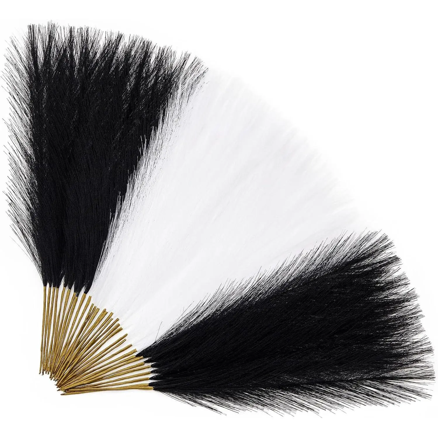 30 count Pampas Grass 17in, Black and White Pampas Grass for Home Decoration, Faux Pampas Grass Decor for Wedding Centerpieces Birthday Party