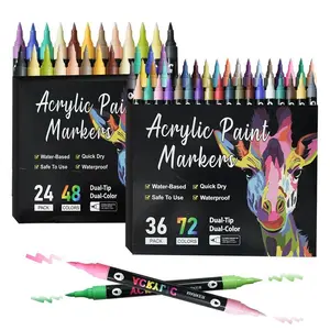 Acrylic paint markers, 12/24/36 pieces double-headed two-color markers, paint pens for wood, canvas, stone, glass, ceramic surfaces