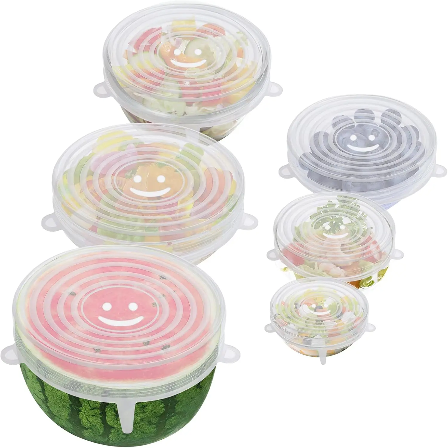 6PCS Silicone Stretch Lids, Six Sizes of Bowl Cover | Silicone Stretch Lids,Reusable Silicone Bowl Cover,Suitable for Various Food Containers,High and Low Temperature Scenarios