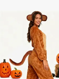 Monkey Ears and Tail Set for Carnival Party Performance, Headband Accessories, Role Play Costume Attachments, 2 Pieces