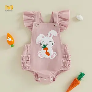 Newborn Baby Girl Easter Outfit Bunny Ruffle Romper Jumpsuit Cute Infant Girl Spring Clothes