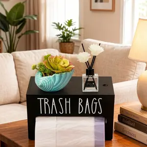 Bag Saver - Extra Large 2 in 1 Plastic Bag Holder,Durable Grocery Bag Storage, Hanging Trash Bag Dispenser Roll Organizer for Home Kitchen,Multi-Purpose for Daily,Wall Mount Cabinet Wood bathroom toilet paper holder dust bin