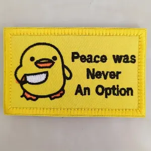 Funny Duck with Knife Velcro Patch, Lettered Embroidery, Cute Meme Design, Quirky Memes for Tactical Molle Bags & Jackets, Ideal Iron-On DIY Crafting Accessory