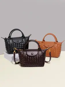 Woven Crossbody Purse Flap Mini Dumpling Bag for Women Daily Outings