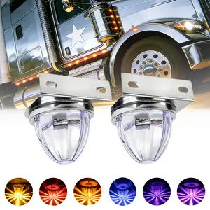 2PCS LED Watermelon Side Marker and Clearance Lights Chassis Lights Yellow Red Blue Purple for Semi, Lorry, Pickup, Truck, Trailer