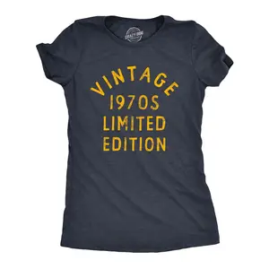 Womens Vintage 1970s Limited Edition T Shirt Funny Cool 1970 Theme Classic Tee for Ladies Funny Womens T Shirts Cute Vintage Fashion Casual Ladies T-Shirt Gift Funny Vintage Top Women's Novelty Tees Navy Tshirt