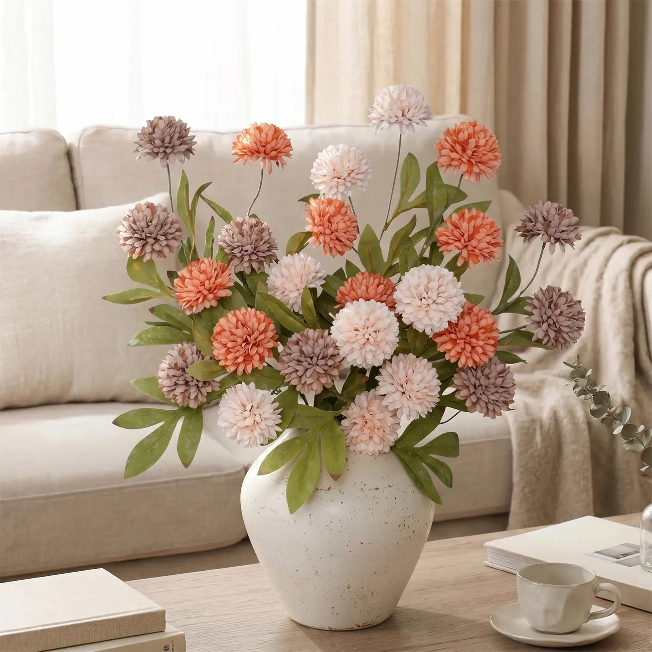 6Pcs 27 Inch Faux Silk Chrysanthemum Branches With Stems, Lifelike Artificial Autumn Flowers, Bulk Fake Chrysanthemums For Vase DIY Filler, Wedding, Farmhouse & Home Fall Decor homeessentials