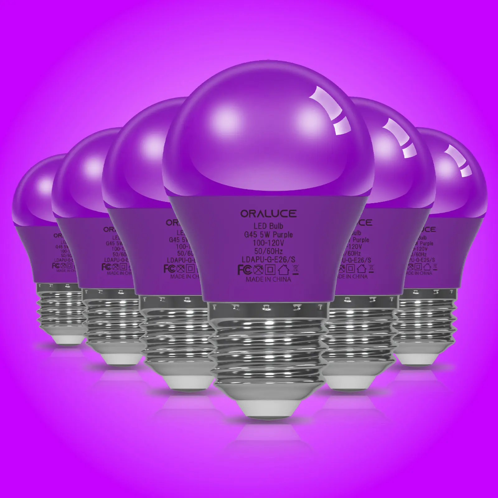 Purple Colored Light Bulbs, A15 E26 Decorative LED Bulbs (5W 450LM Non-Dimmable Easy Install LED Lights) for Halloween Christmas Decor, 6-Pack