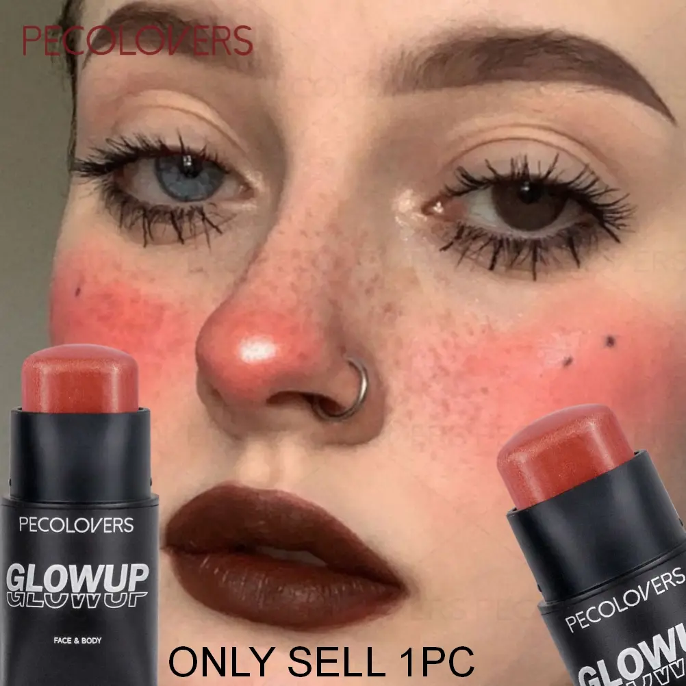 1PC Blush Stick Red Blush - Long-lasting, Waterproof, Multi-functional Facial Blush Cream, Creamy Texture, Smooth and Easy To Color, Compact Travel-Friendly, Suitable for Daily Use, Multi-Use Contour Stick