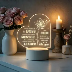 Thank You Gift For Boss Mentor Leader, Acrylic Night Light Appreciation Gift For Boss Leader Mentor, Office Desk Decor Birthday Retirement Gift For Women Men Boss,summervibes