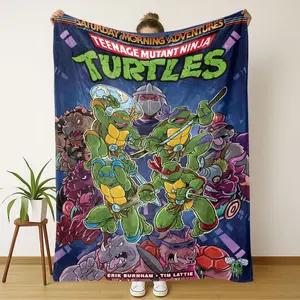 Ninja Turtle Retro Adventure Flannel Throw Blanket, Perfect for Office and Sofa, Soft Material for Bedding, Comfort and Fashion