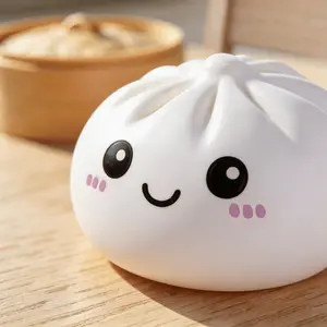 Cute Dumpling Squishy Stress Relief Toy Soft Silicone Steamed Bun Fidget Sensory Toy for Anxiety Relief Viral TikTok Desk Decor Kids Gift Idea Pack Indoor Entertainment
