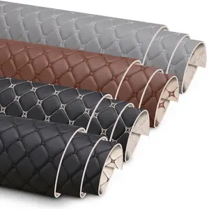 Diamond Quilted PU Leather Upholstery Fabric with 6mm Foam Backing for Car Seat Covers Headliner Door Panels DIY Sold By Yard