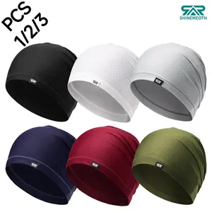 1/2/3Pcs Men's Outdoor Running Sports Hat, Quick-Dry Ventilation Mesh Cap, Pile Cap, Bald Head Cap, Thin Lightweight Summer Skullcap, Sleep Protection Cooling Skull Caps for Men Women 3D Mesh Breathable Beanie Helmet Liner Hat for Running Cycling Gym