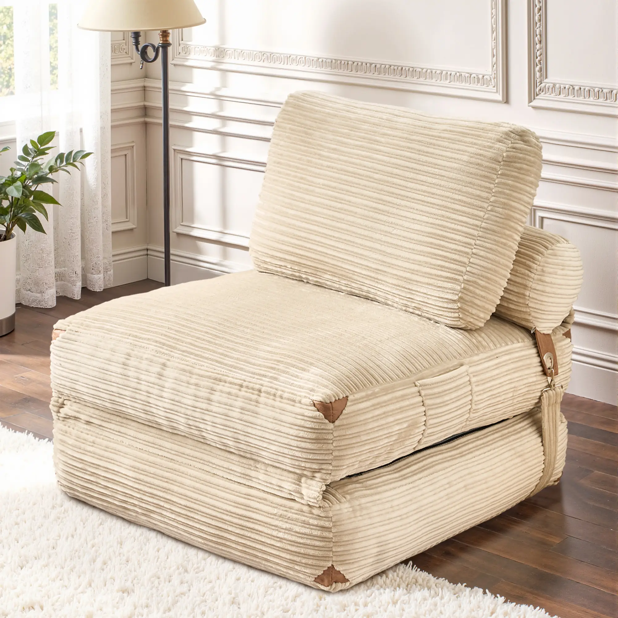 CAODOC Foldable Cloud Sofa Bed,Convertible Sleeper Chair with Pillow Foldable Mattress with Back Support, Portable Fold Out Chair Bed Comfy Floor Sofa