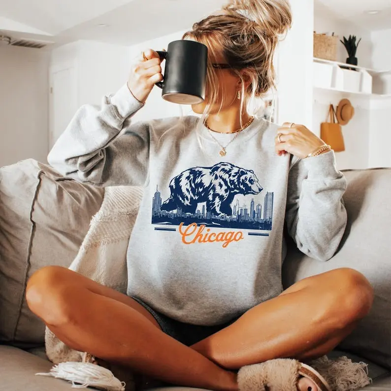 Chicago Football Sweatshirt - Retro Football Gameday Crewneck - Bears Sweatshirt - Football Fan Pullover