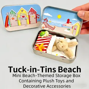 Tuck-in-Tins™, Beach Tuck-in-Tin – Plush Bunny, Starfish & Turtle, Summer Travel Toy, Stuffed Animals