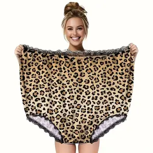 Funny Large Novelty Underwear, Durable Polyester Fabric, Heart & Leopard Patterns, Ideal Humorous Gift for Him Her, Comfortable Everyday Wear