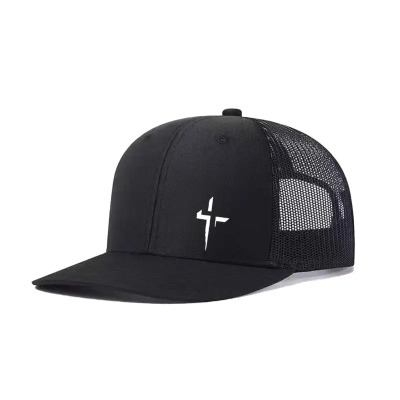 2pcs/1pc Unisex Trucker Hat Cross Printing Mesh Baseball Cap Richardson Slightly Curved Brim Baseball Cap Adjustable Dad Hats Outdoor Mesh Breathable Sun Hat Gift for Men Women Trucker Style Hat