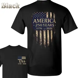 America 250 Years T-Shirt - USA Flag 1776 2026 Back Design , Small Front Chest Matching Print , Patriotic American Style , Holiday Weekend Everyday Wear , Graphic T-Shirt , Gift For Patriots