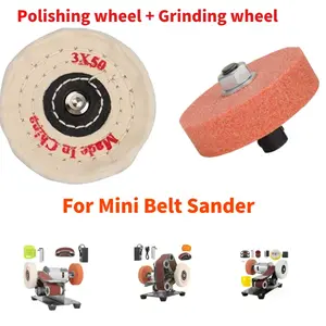 Belt sander accessories 1 pcs Polishing Wheel &1 pcs Grinding wheel for Mini Electric Belt Sander Bench Grinder, for Metal Alloys Stone Ceramics Glass Wood Waxing