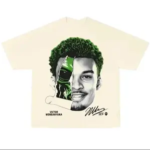 Youth and Adult Victor Wembanyama Split Face Art Futuristic Basketball Streetwear Shirt Rising Star Phenom Style