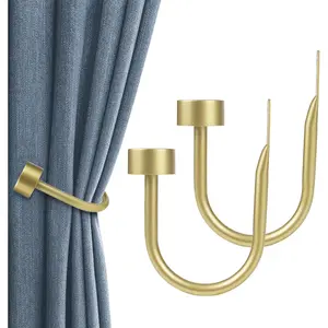 Curtain Holdbacks for Wall, Warm  Curtain Tiebacks Wall Mounted, Curtain Hooks Holders for Drapes, Modern Cap Finials (2 Pack)