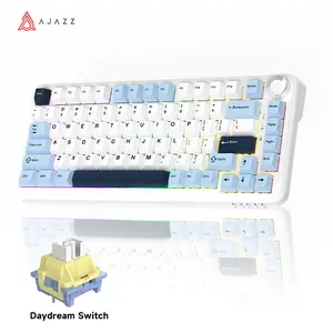 AJAZZ AK820MAX PLUS Creamy Wireless Mechanical Keyboard with TFT Screen and Knobs, Gasket Architecture Keyboard 75%, Hot Swappable Gaming Keyboard, PC/Mac/Linux Compatible