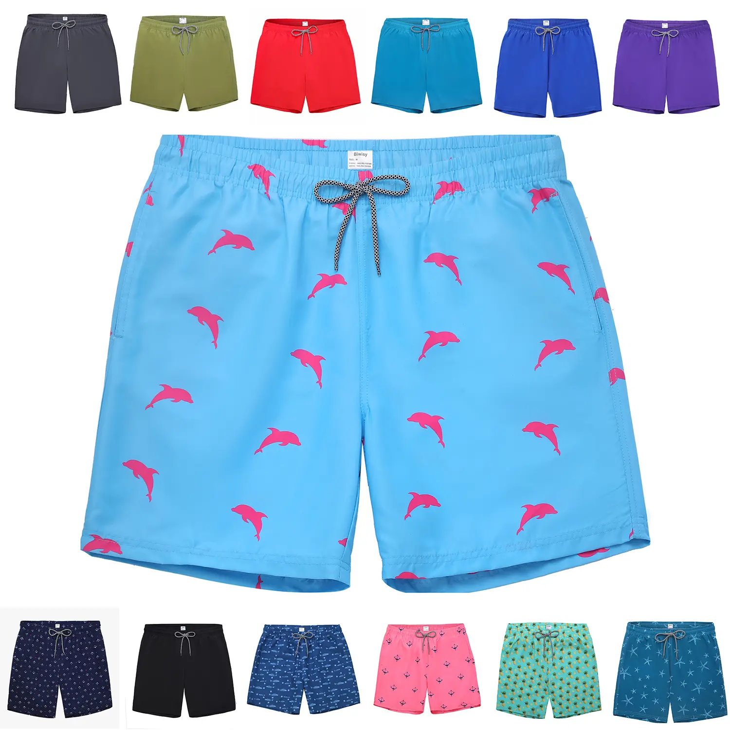 Mens Swim Trunks with Compression Shorts Bathing Suit Quick Dry Swimsuit Bathing Mesh Lining Suit Swimsuits Beach Shorts with Pockets