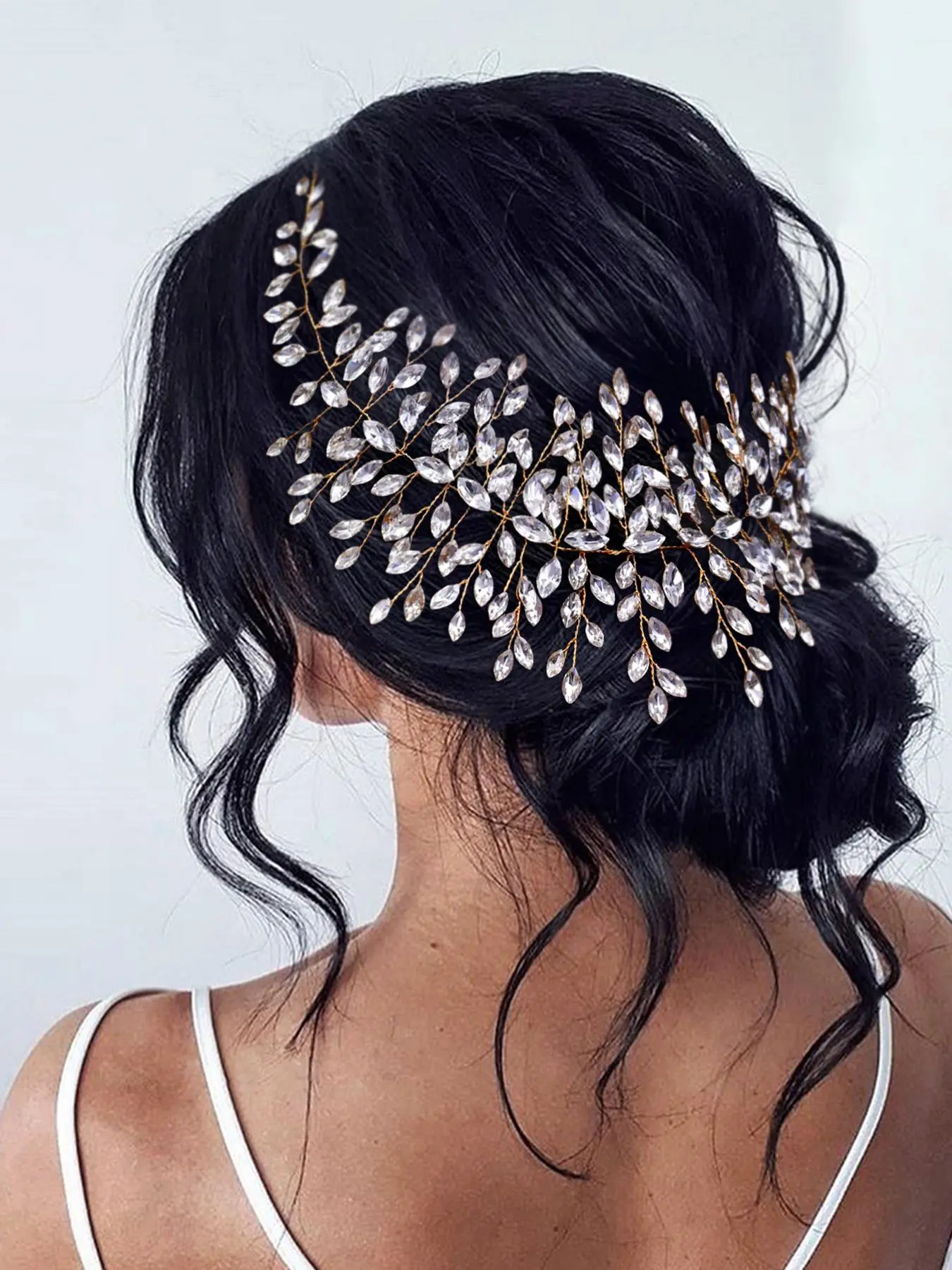 Rhinestone Decorated Leaf Design Headband, Elegant Bridal Headwear for Wedding Bridal Party Formal Occasions, Fashion Hair Accessories for Women