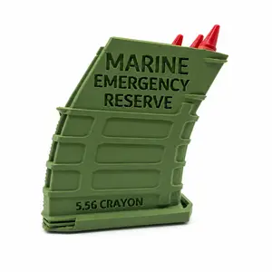 Marine Emergency Reserve Crayon Holder with 3 Crayons. Funny military desk accessory and gift for Marines, veterans, military families, offices, desks, and man caves.
